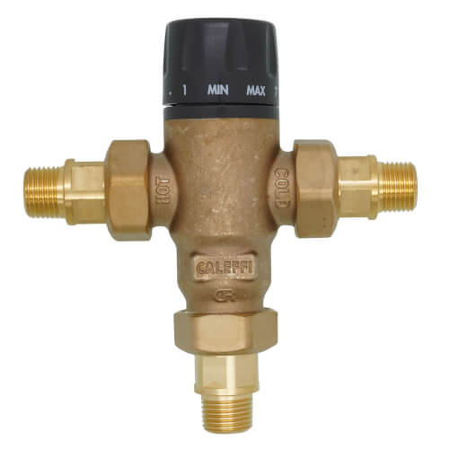 Main product image of 1/2" Male NPT MIXCAL 3-Way Thermostatic Mixing Valve w/ Inlet Check Valves