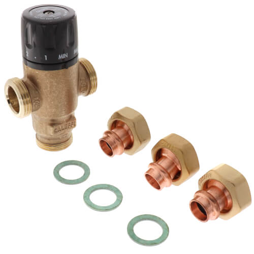 Main product image of 1/2" Press MIXCAL 3-Way Adjustable Thermostatic and Pressure Balanced Mixing Valve 