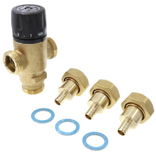 Main product image of 1/2" PEX Crimp MIXCAL 3-Way Adjustable Thermostatic and Pressure Balanced Mixing Valve 