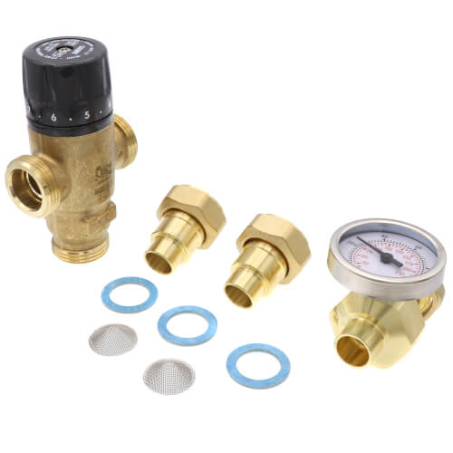 Main product image of 1/2" Sweat MIXCAL 3-Way Thermostatic Mixing Valve w/ Temp Gauge & Check Valve (Lead Free)