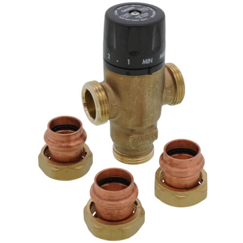 Main product image of 3/4" Press MIXCAL 3-Way Adjustable Thermostatic and Pressure Balanced Mixing Valve 