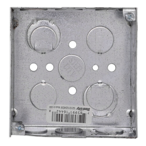 Main product image of 4" x 1-1/2" Deep Square Box w/ 1/2" & 3/4" Eccentric Knockouts, Welded Construction