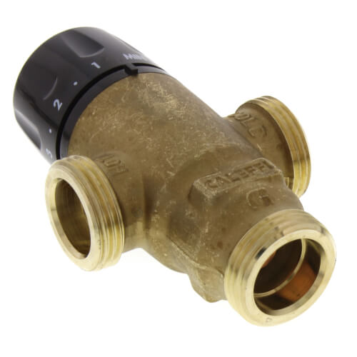 Main product image of 3/4" PEX Crimp MIXCAL 3-Way Adjustable Thermostatic and Pressure Balanced Mixing Valve w/ Check Valve & Gauge