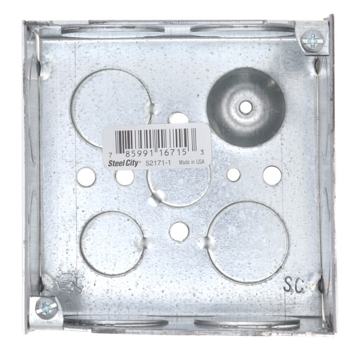 4" Steel Square Box w/ 1/2", 3/4" & 1" Knockouts
