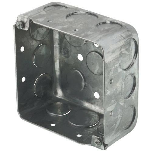 Main product image of 4" Square Drawn Box, 2-1/8" Deep w/ 1/2" & 3/4" Knockouts