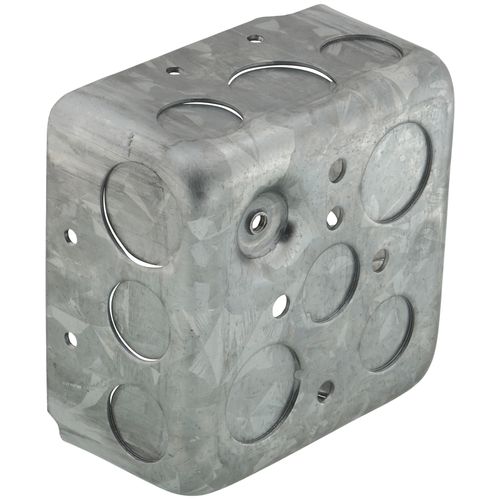 Main product image of 4" Square Drawn Box, 2-1/8" Deep w/ 1/2" & 3/4" Knockouts