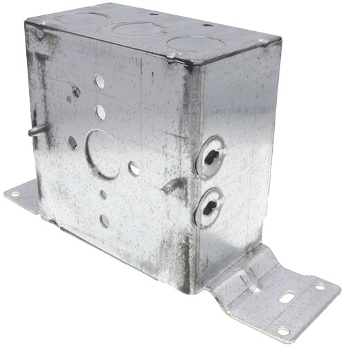 Main product image of 4" Steel Square Box w/ 1/2" & 3/4" Knockouts, CV Bracket and Clamp