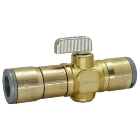 Main product image of 1/2" QUICK-GRIP x 1/2" QUICK-GRIP In-Line Stops & Isolation Valve w/ Drain, Lead Free (Brass)