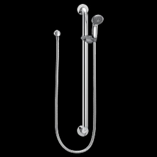 Main product image of 1-1/2 x 36" Chrome/Stainless Commercial Shower w/ Slide Bar/Grab Bar, 52236GBM17
