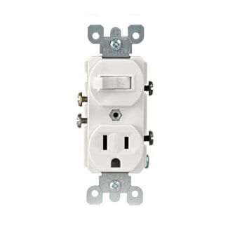 Main product image of Single Pole Duplex Combination Switch, 5-15R, 15A - Ivory (120V)