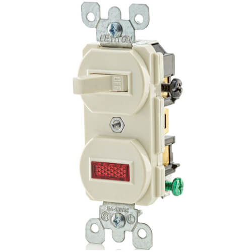 Duplex Style Single Pole Pilot Light Combination Switch, 15A - Light Almond (120V)