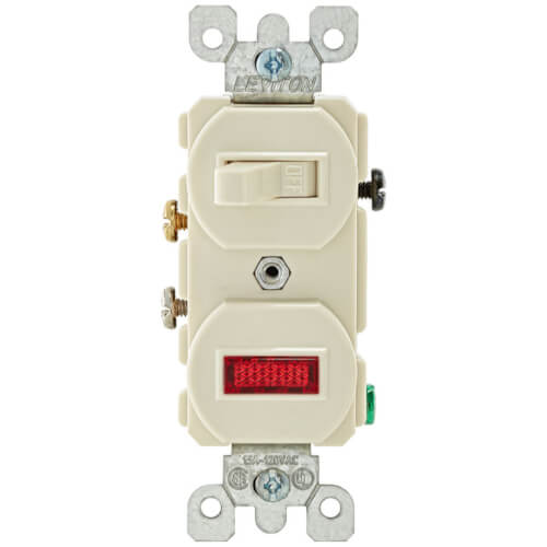 Duplex Style Single Pole Pilot Light Combination Switch, 15A - Light Almond (120V)