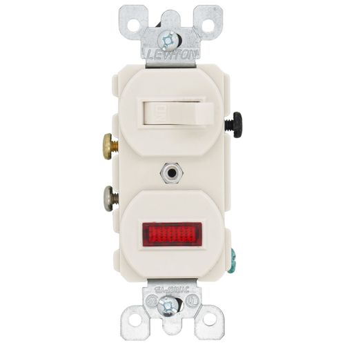 Main product image of Duplex Style Single Pole Pilot Light Combination Switch, 15A - Light Almond (120V)