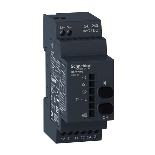 Main product image of Programmable Receiver, 2 Relays, 2 Push Buttons, 6 Indicating LEDs (24-240 VAC/DC)