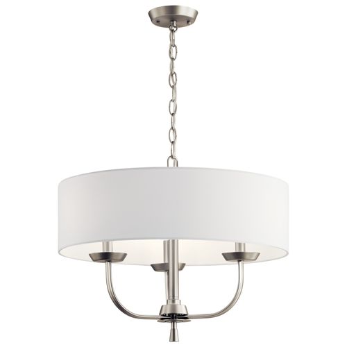Main product image of Kennewick 3 Light Chandelier w/ White Fabric (Brushed Nickel)