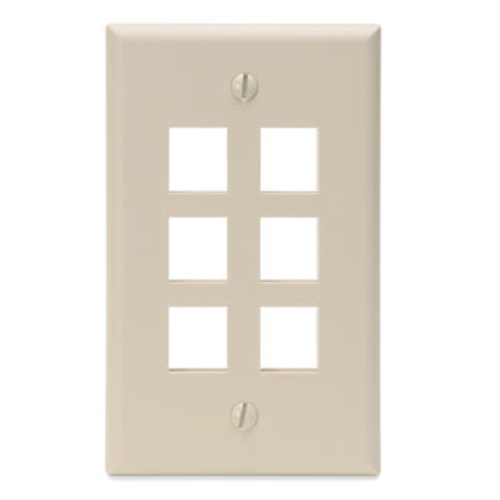 Main product image of Single-Gang Quickport, Wallplate, 6-port (Ivory)
