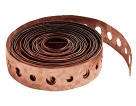 Main product image of 3/4" × 10 ft Copper-Plated Steel Hanger Strap w/ Alternating 1/4" & 3/16" Holes
