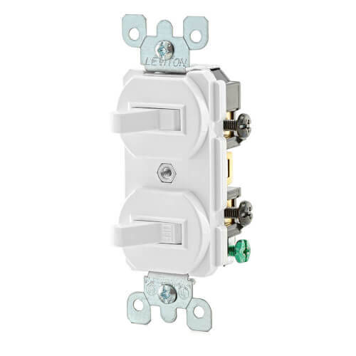Main product image of Single-Pole, Duplex Style Switch Combo, 3-Way Combo, 15A - White (120/277V)