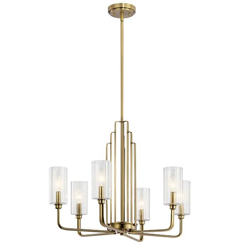 Main product image of Kimrose 6 Light Chandelier w/ Clear Fluted Glass (Brushed (Natural Brass)