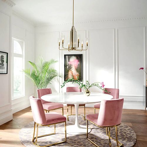 Main product image of Kimrose 6 Light Chandelier w/ Clear Fluted Glass (Brushed (Natural Brass)