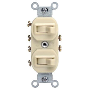 Main product image of Double 3-Way Commercial Grade Duplex Combination Toggle Switch - White (120/277V)