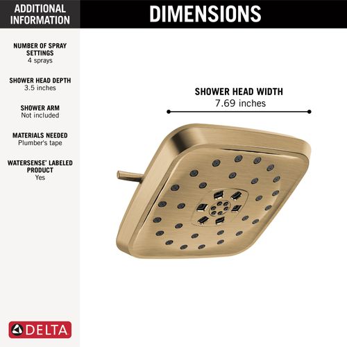 Main product image of H2okinetic 4-Setting Shower Head w/ Ultrasoak (Lumicoat Champagne Bronze), 52460-CZ-PR