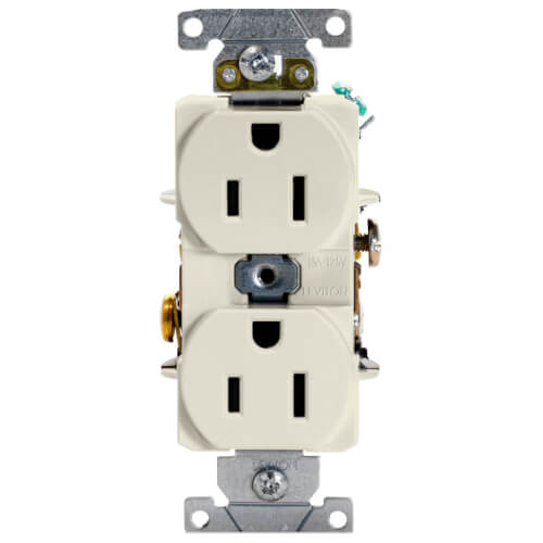 Main product image of Heavy-Duty Industrial Specification Grade, Narrow Body, Duplex Receptacle, 2P, 15A - Light Almond (125V)
