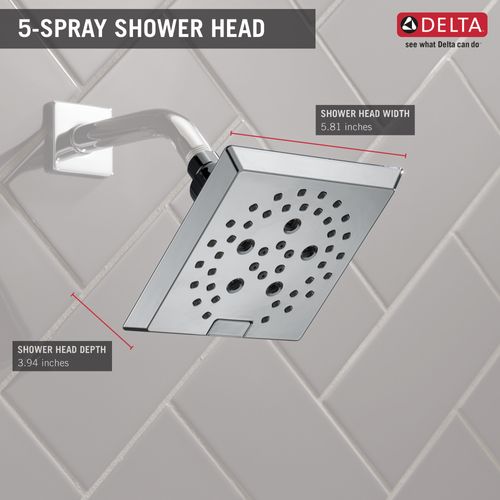 Main product image of H2okinetic 5-Setting Angular Modern Raincan Shower Head (Chrome), 52664