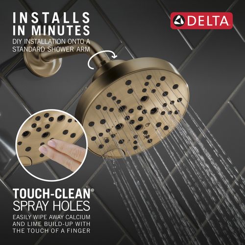 Main product image of H2Okinetic 5-Setting Contempoary Round Raincan Shower Head, 1.75 GPM (Lumicoat Champagne Bronze), 52668-CZ-PR