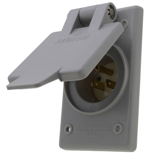 Main product image of Flanged Inlet Receptacle, Slotted for Forked Terminals, 5-15P, 15A - Gray (2P, 125V)