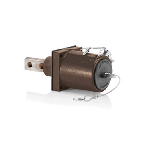 Main product image of Rhino-Hide Double Pole Male 45 Deg Receptacle Double Hole Bus Bar, 313MCM-777MCM Cable (Brown)