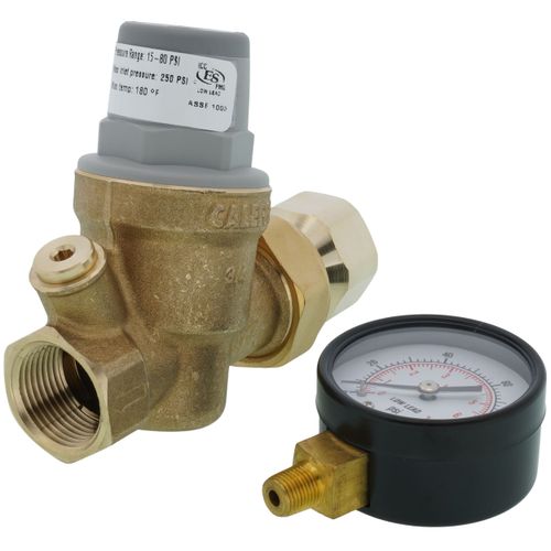 Main product image of 3/4" FNPT Union x FNPT PresCal Compact Pressure Reducing Valve with Gauge