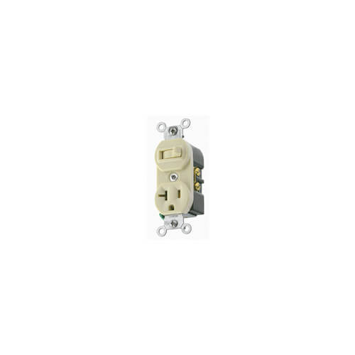 Main product image of Single-Pole AC Combination Switch, Grounding - Ivory (120/277V)
