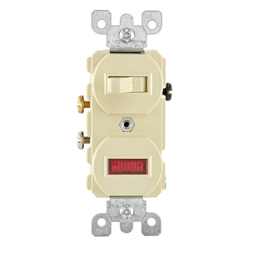 Main product image of Single-Pole Switch/Neon Light Combo, 20A - Ivory (120/277V)