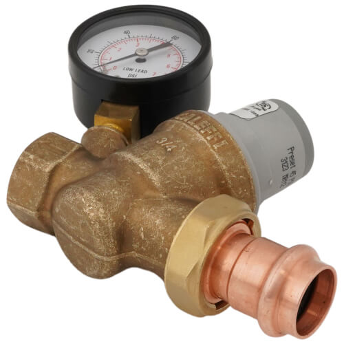 Main product image of 3/4" Press Union x FNPT PresCal Compact Pressure Reducing Valve with Gauge