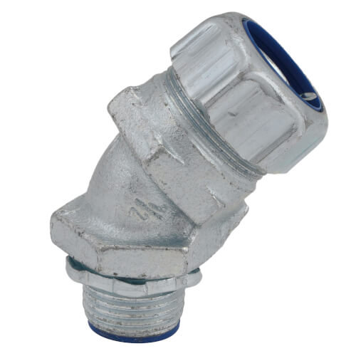 Main product image of 1/2" Insulated Zinc Plated Steel 45-Degree Liquid Tight Connector