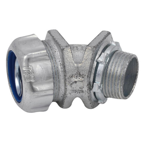 Main product image of 3/4" Insulated Zinc Plated Steel 45-Degree Liquid Tight Connector