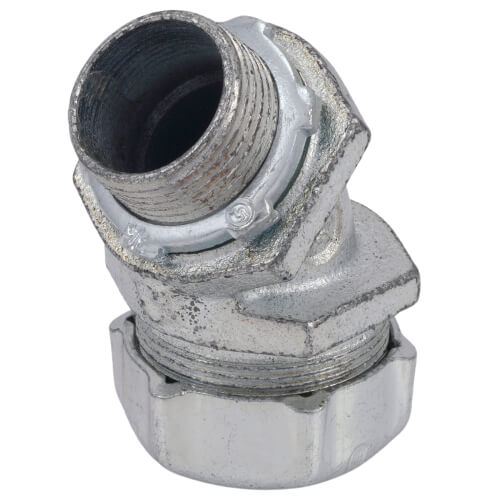 Main product image of 3/4" Insulated Zinc Plated Steel 45-Degree Liquid Tight Connector