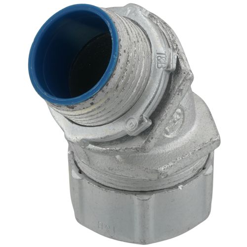 Main product image of 1" Insulated Zinc Plated Steel 45-Degree Liquid Tight Connector