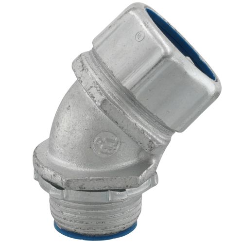 Main product image of 1" Insulated Zinc Plated Steel 45-Degree Liquid Tight Connector