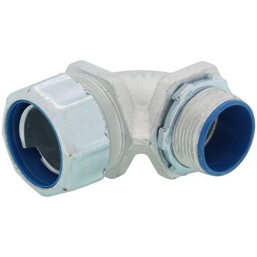 Main product image of 1-1/4" Insulated Zinc Plated Steel 90-Degree Liquid Tight Connector