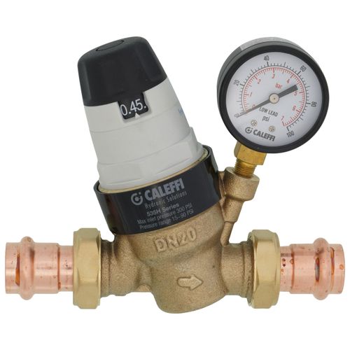 Main product image of 3/4" Press Pressure Reducing Valve w/ Gauge (Low Lead, Pre-adjustable)