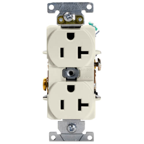 Main product image of Heavy-Duty Industrial Specification Grade, Narrow Body, Duplex Receptacle, 2P, 20A - Light Almond (125V)
