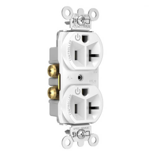 Main product image of Dual-Controlled Plug Load Controllable Duplex Receptacle, 20A, 2P, NEMA 5-20R - White (125V)