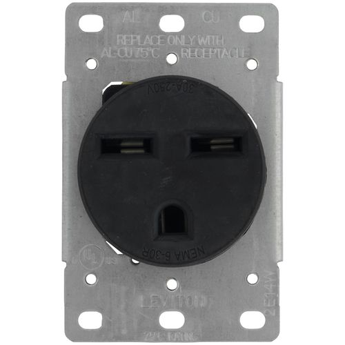 Main product image of Flush Mount Receptacle, Industrial Grade, 30A, 2P, NEMA 6-30R - Black (250V)