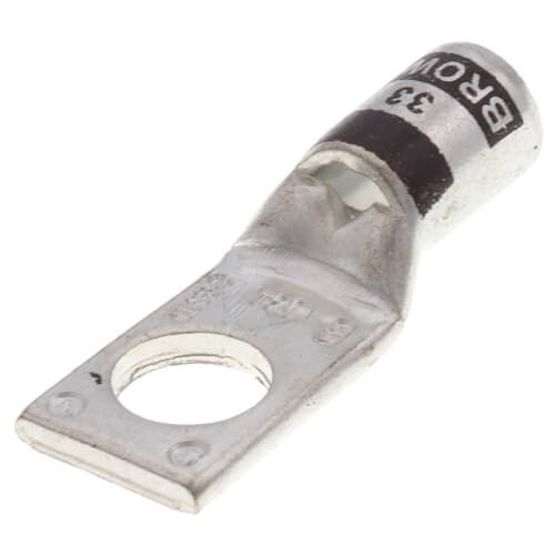 Main product image of One Hole Standard Barrel Copper Lug, Wire Size #2 AWG, 3/8" Bolt (Brown)