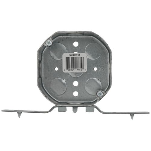 Main product image of 4" x 1-1/2" Deep Octagon Box w/ 1/2" Knockouts & V Bracket