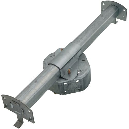 Main product image of 4" x 1-1/2" Deep Octagon Ceiling Fan Box w/ Non-Metallic Cable Clamps & New Work Bar Hanger
