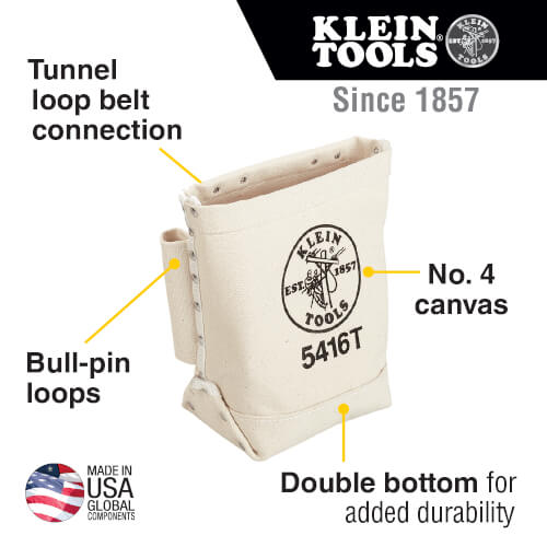 Main product image of 5" x 10" x 9" Canvas Bull-Pin and Bolt Tool Bag with Tunnel Loop