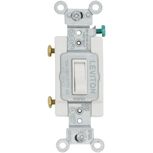 Main product image of Single Pole Commercial Toggle Switch, 15A, Side Wired - White (120/277V)